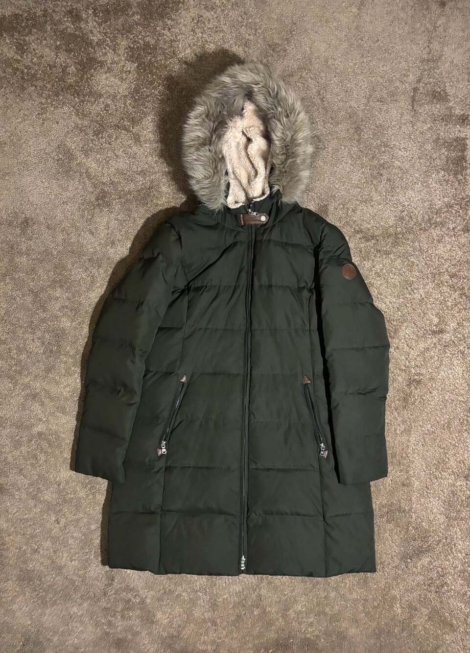 Lauren Ralph Lauren Womens Large Olive Green Goose Down Packable Puffer Coat